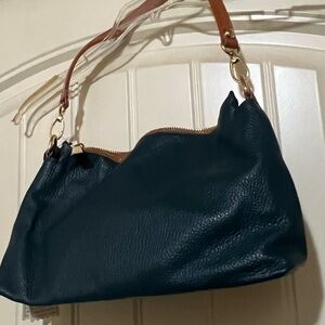 Valentina Dark Blue and Brown Leather Shoulder Bag